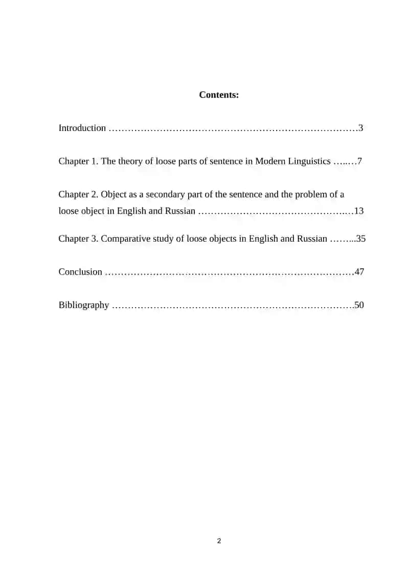 COMPARATIVE TYPOLOGY OF THE LOOSE OBJECTS IN MODERN ENGLISH AND RUSSIAN 2