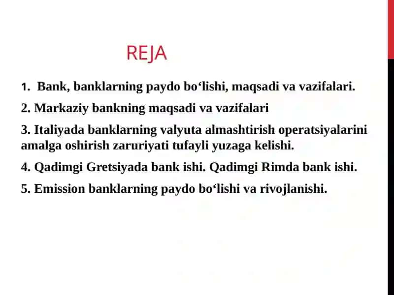 BANKLARNING KELIB CHIQISHI VA BANK TIZMI 2