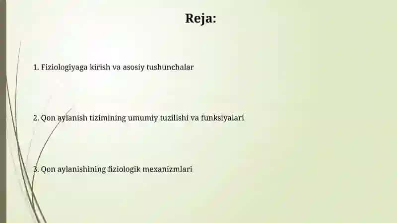 Fizologiya faniga kirish qon aylanish tizmining fizalogik asoslari 2