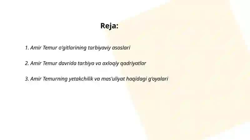 Amir Temur Oʻgitlarining Tarbiyaviy Asoslari 2