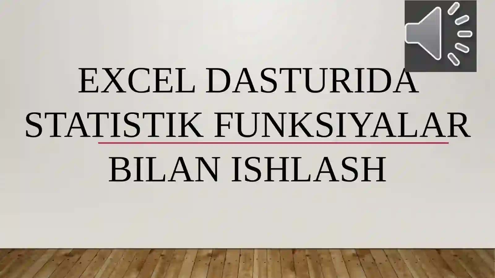 Nozimova Nigoraxonning Axborot texnologiyalari fanidan tayyorlagan TAQDIMOTI: EXCEL DASTURI DA STATISTIK FUNKSIYALAR BILAN ISHLASH 2