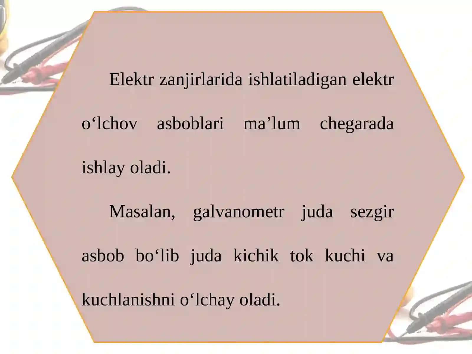10-sinf Fizika fanidan Ampermetr va voltmetrning o'lchash chegarasi dars taqdimoti 2