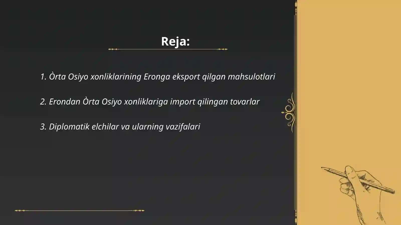 Òrta Osiyo xonliklarining Eron bilan savdo diplomatik munosabatlari 2