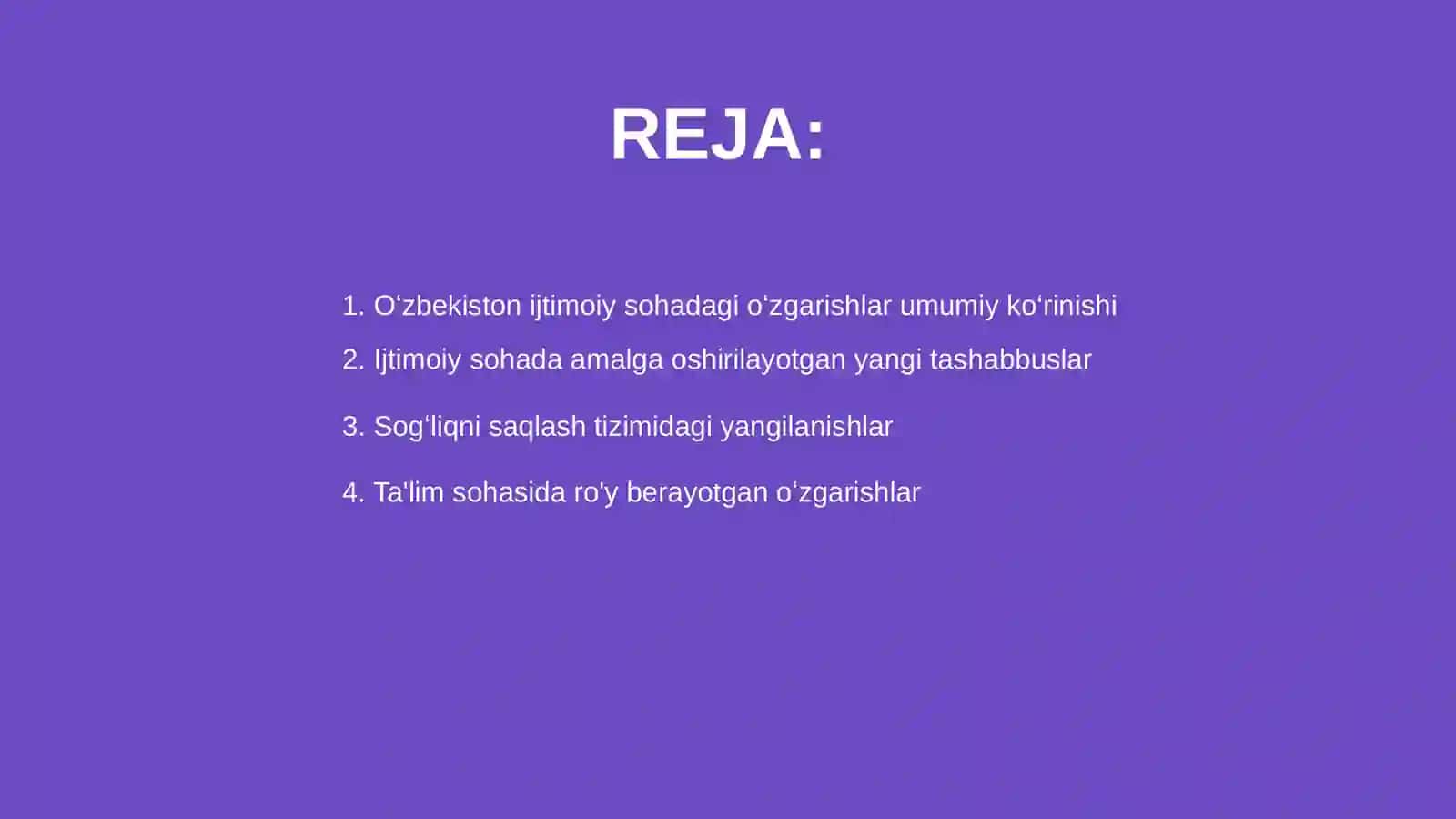Oʻzbekiston ijtimoiy sohada amalga oshirilayotgan oʻzgarishlar mazmn va mohiyati 2