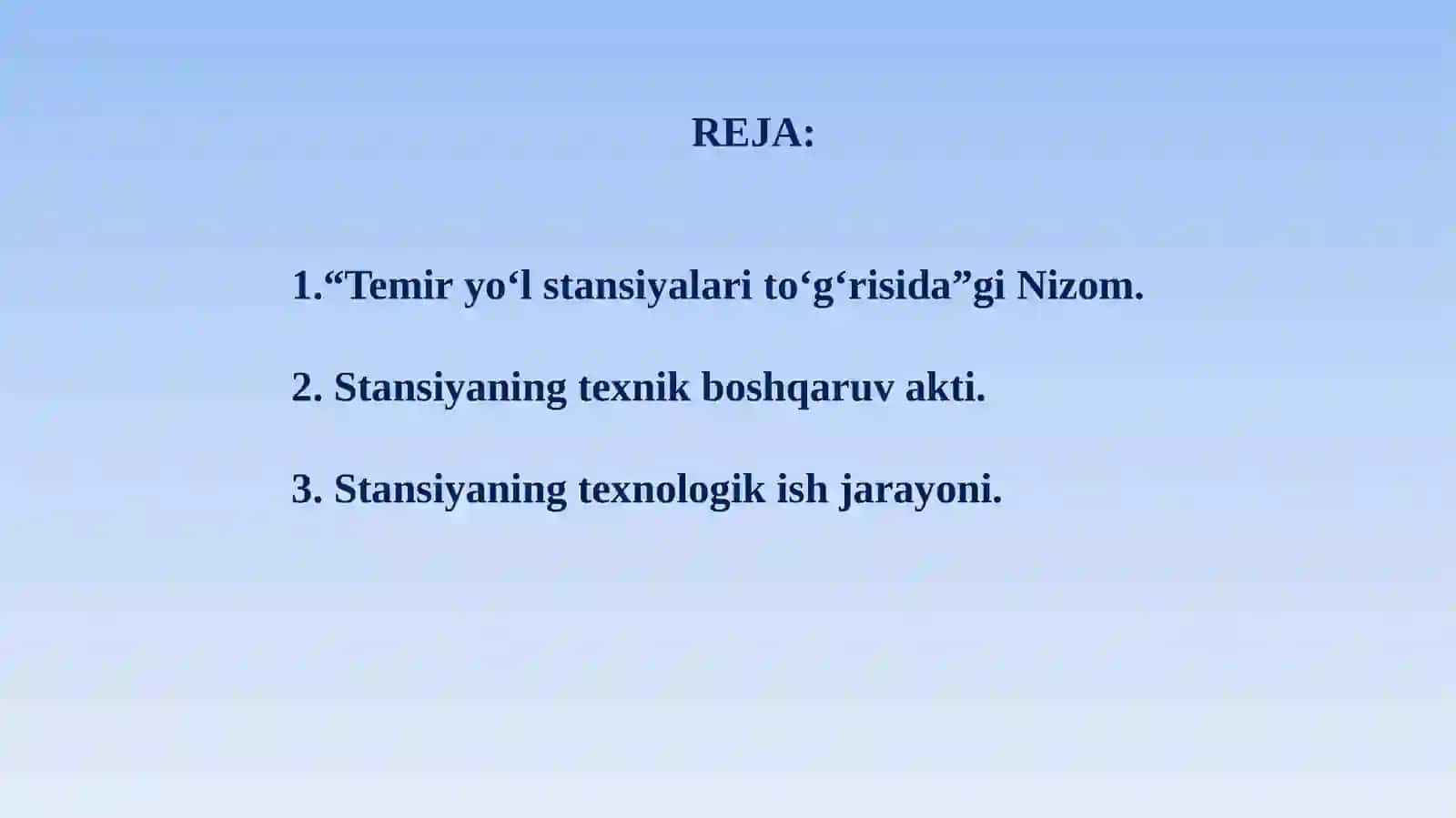 Temir yo‘l stansiyalari ishlarini tartibga soluvchi asosiy hujjatlar 2