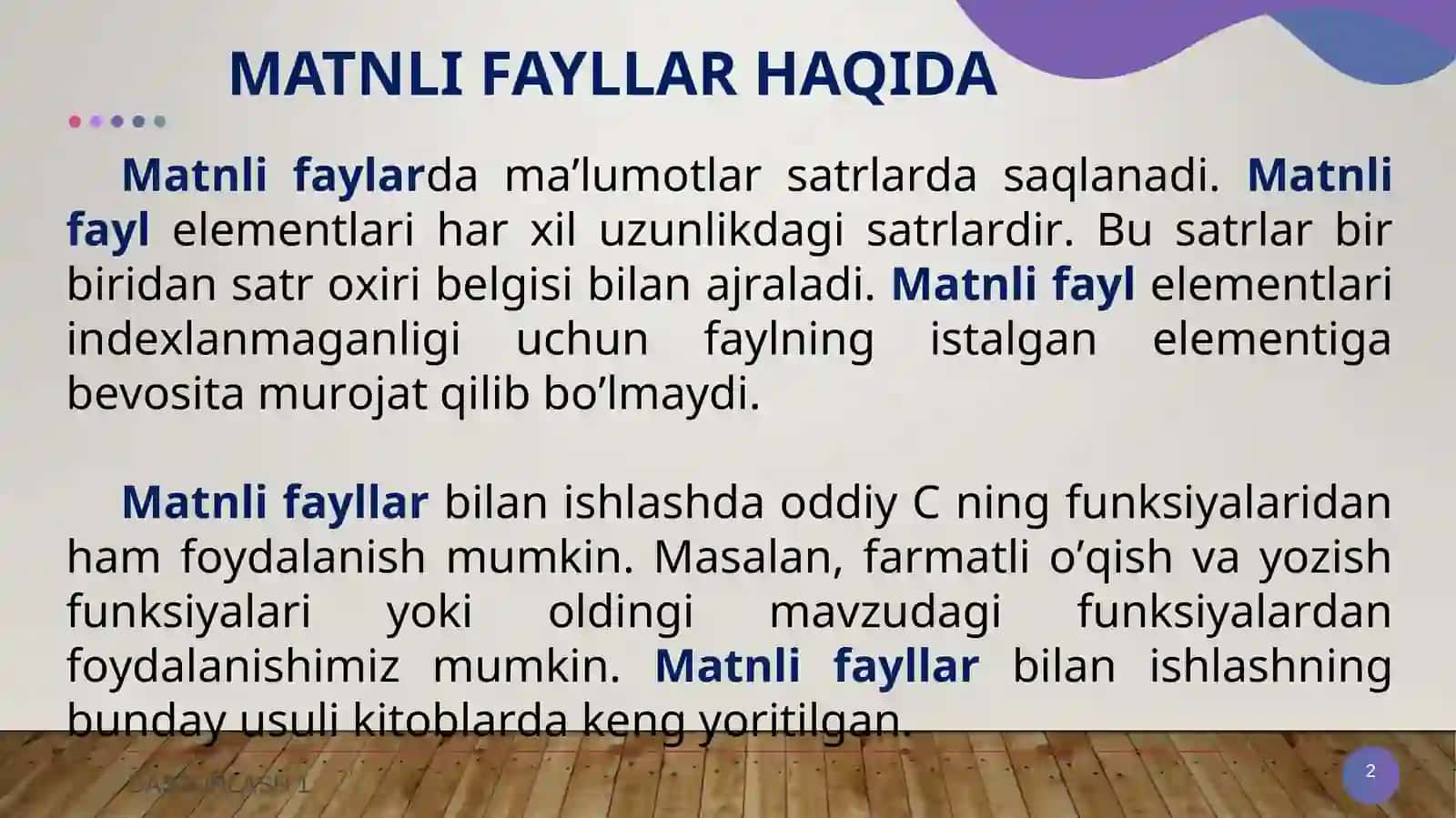 Matnli fayllar haqida 2