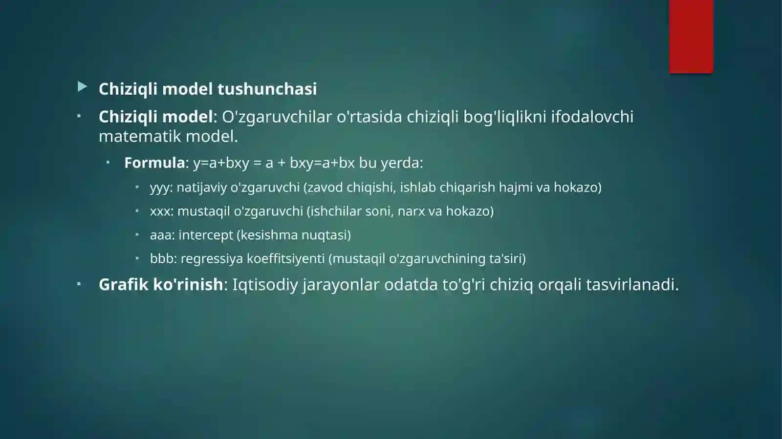 Chiziqlimodel tushunchasi 2