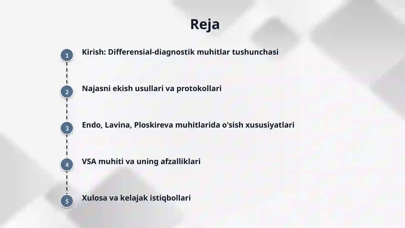 Differensial diagnostik(Endo, Levina, Ploskireva, VSa) muxitlarga najasni ekish 2