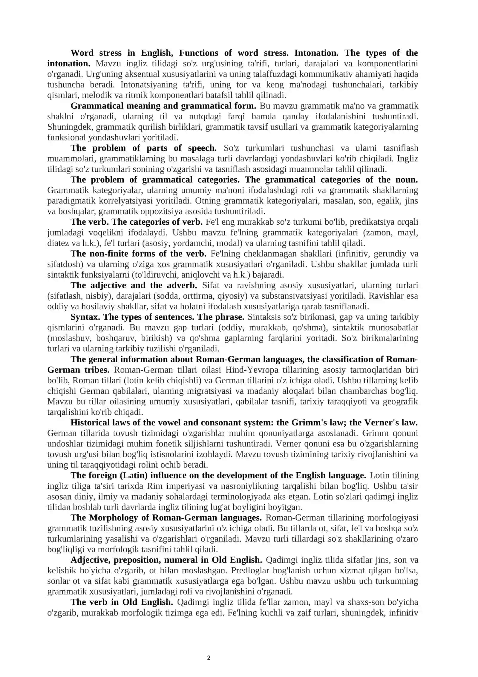 YAKUNIY DAVLAT ATTESTATSIYASI o’tkaziladigan fanlar tarkibi 2