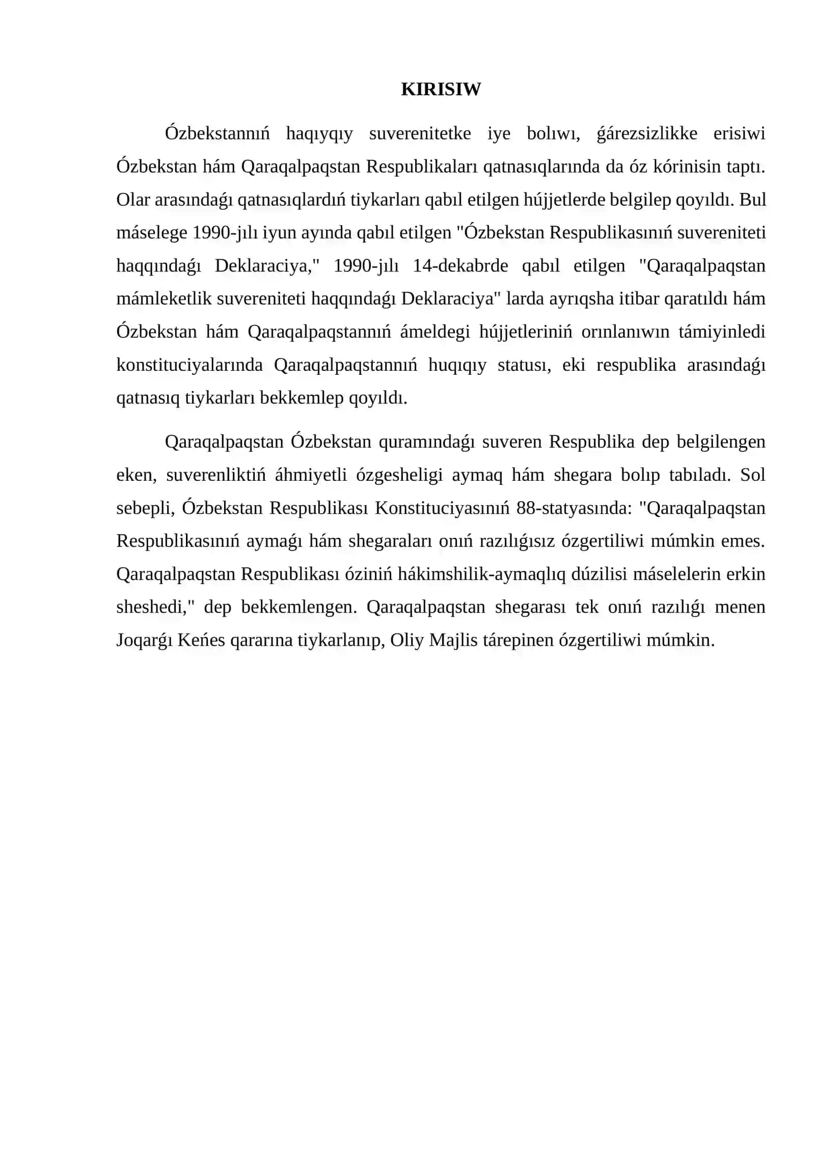 Qaraqalpaqstan Respublikasınıń konstitucıyalıq jaǵdayı 2
