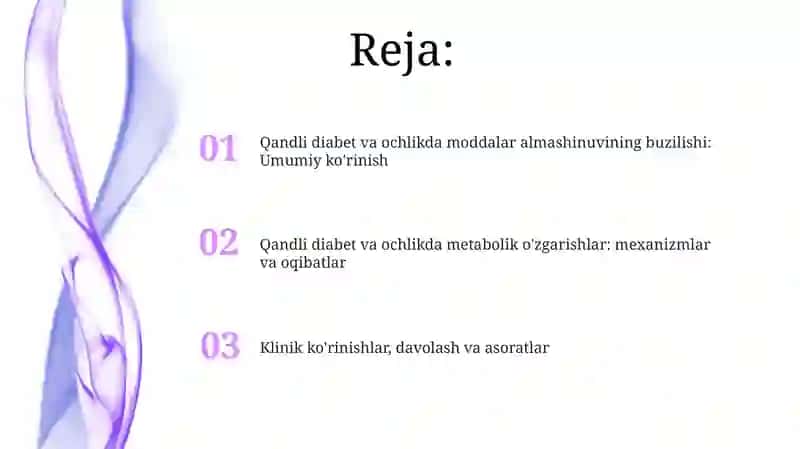 Qandli diabet va ochliqda karbonsuvlar, yo'glar va oqsillar almashinuvining buzilishi 2