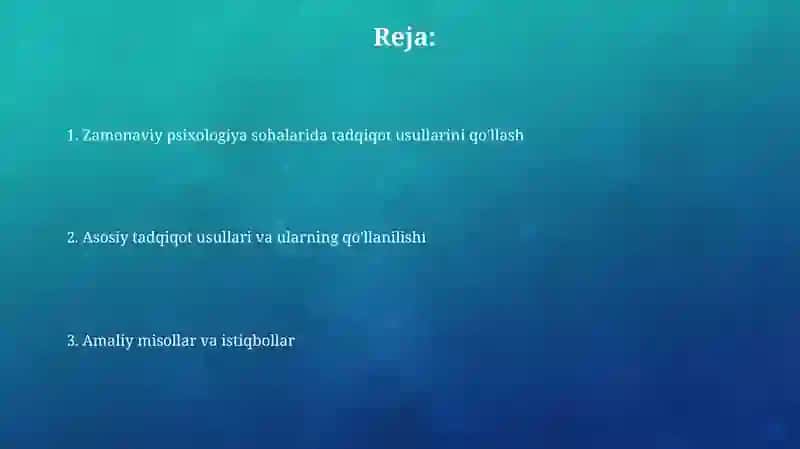 Zamonaviy psixologiya tarmoqlarida tadqiqot metodlarining qo'llanilishi 2