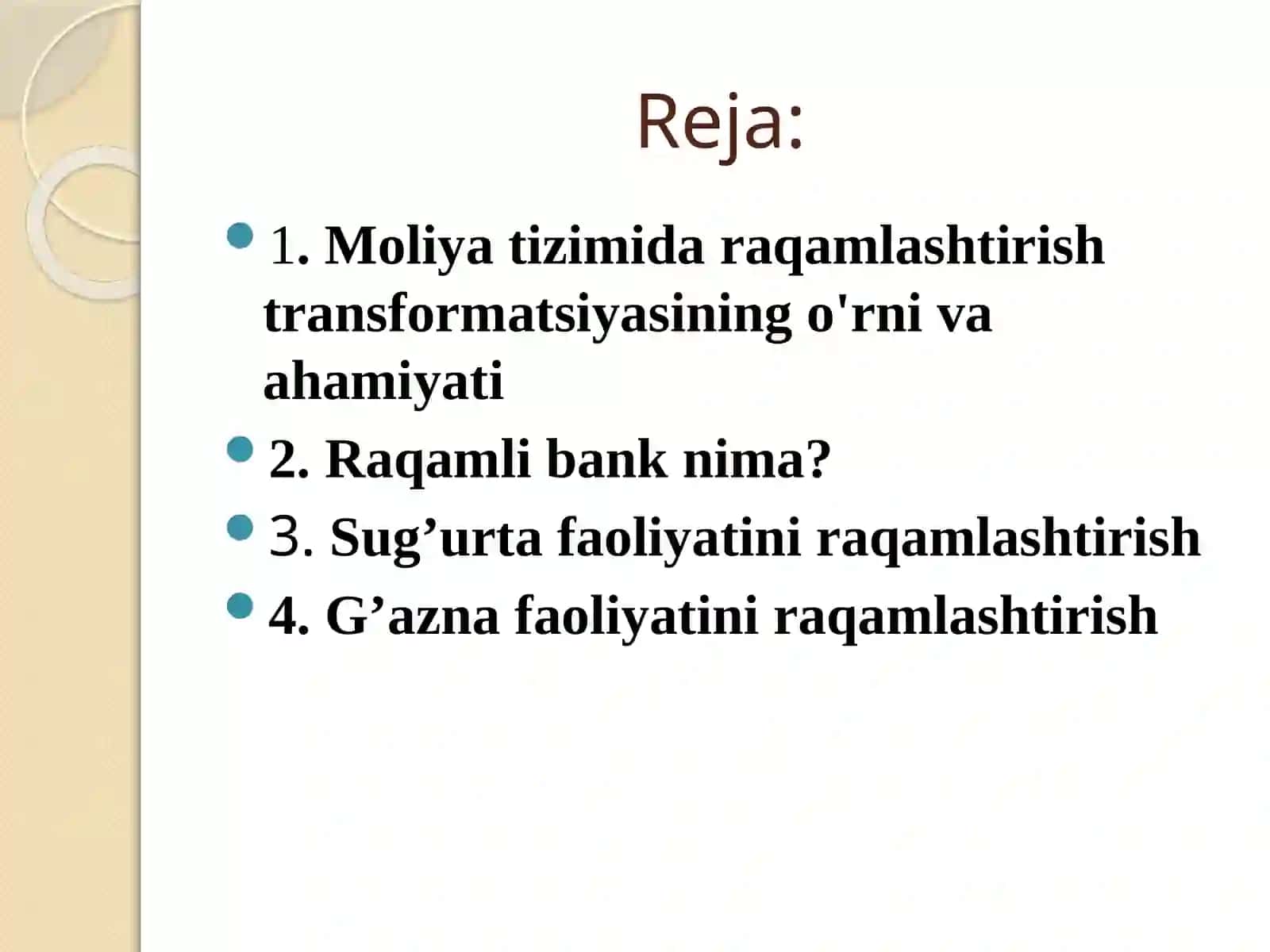 Moliya tizimida raqamlashtirish transformatsiyasining o'rni va ahamiyati 2