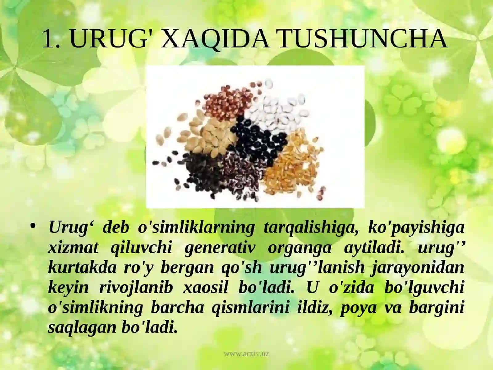 Urug’ning tuzilishi 2