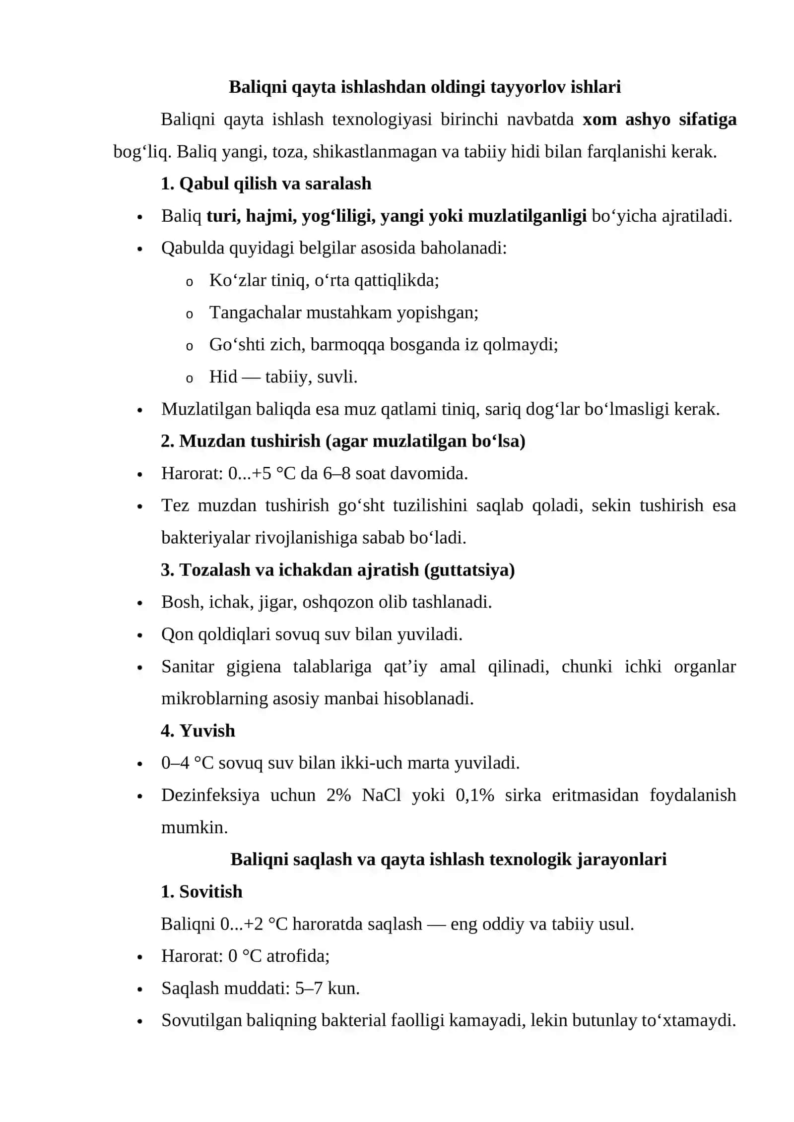 BALIQ GO‘SHTLARINI TAYYORLASH VA SAQLASH TEXNOLOGIYASI 2
