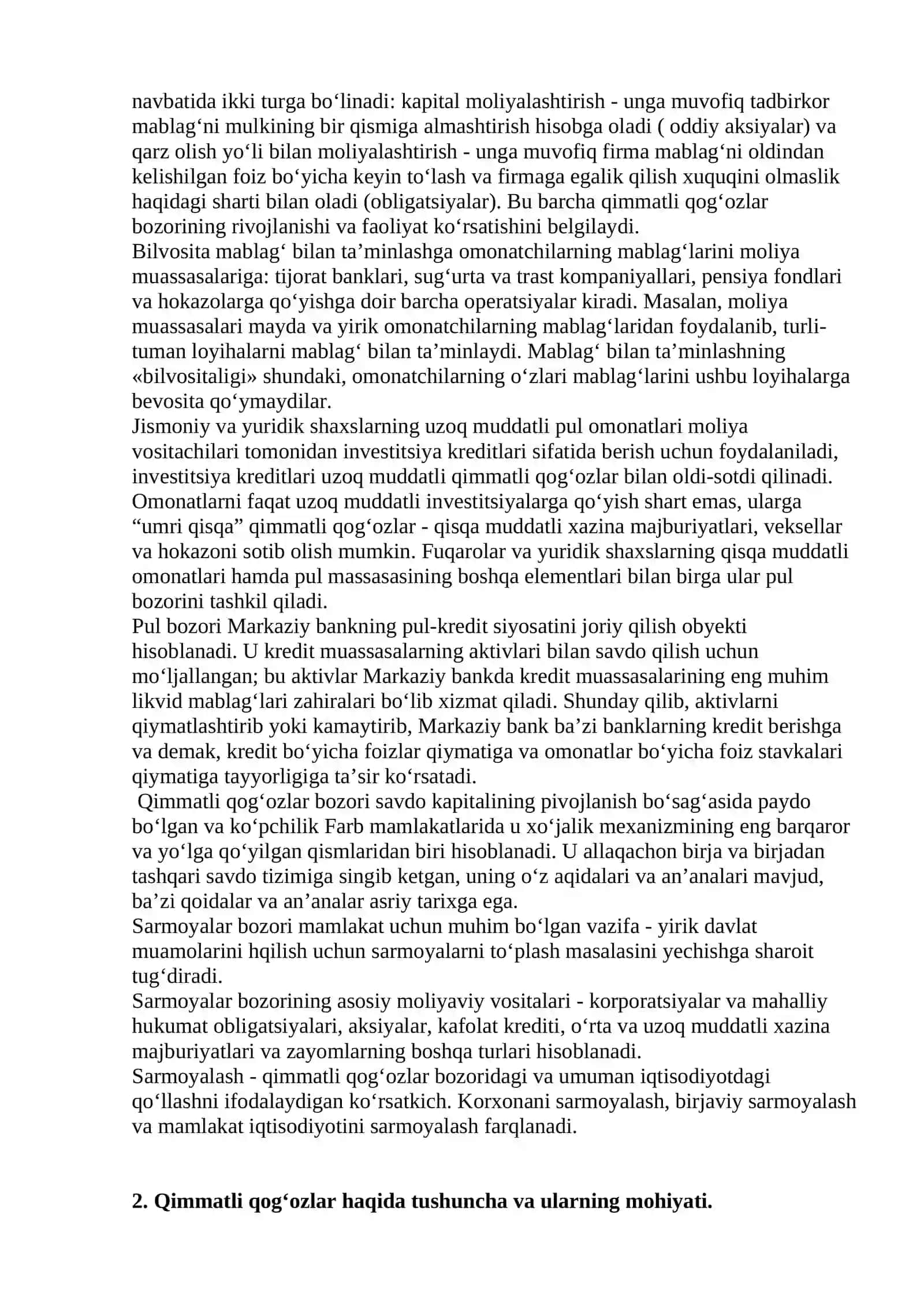 Moliya bozorlari va institutlari 2