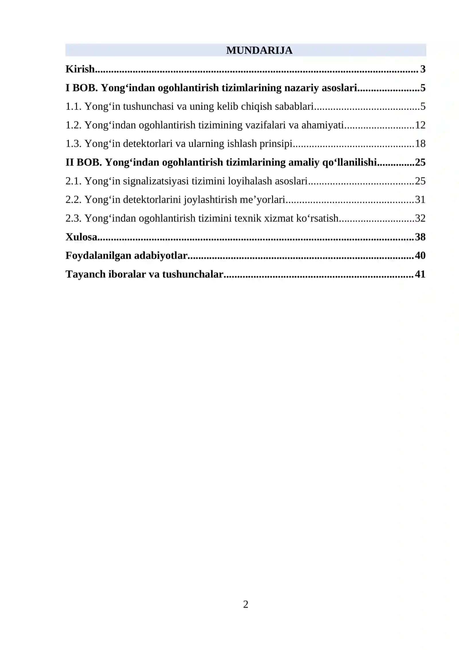 Yong‘indan ogohlantirish tizimlarining nazariy asoslari va amaliy qo‘llanilishi 2