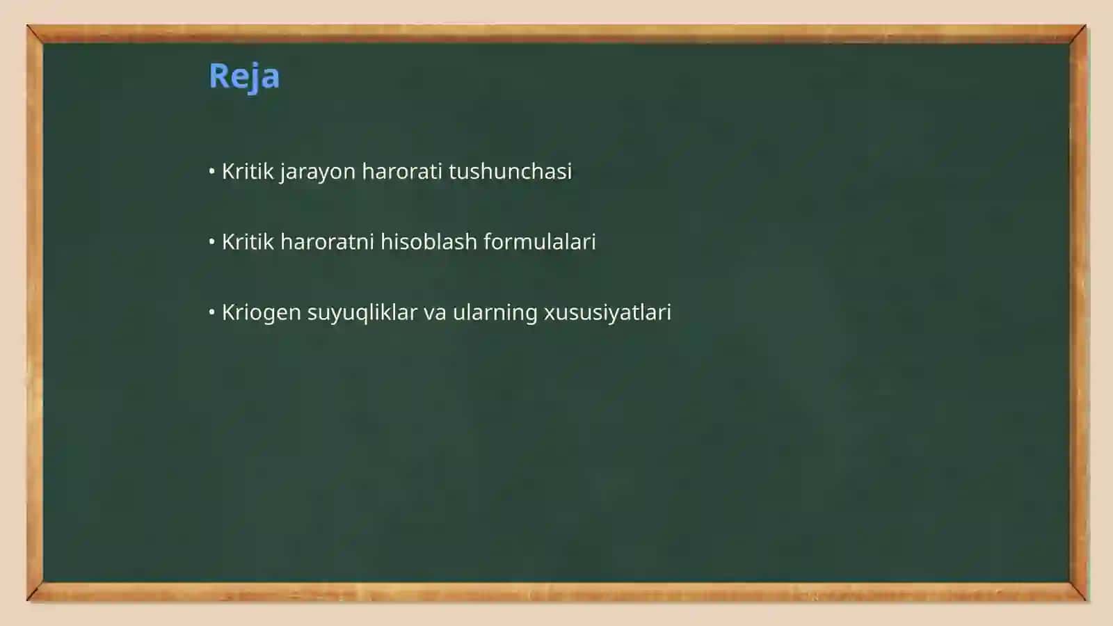 Kritik jarayon harorati va ularni hisoblash uchun formulalar 2