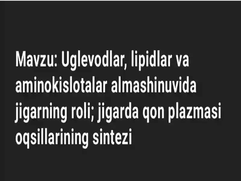 Hayvonlar biokimyosi fanidan tayyorlagan pirizintatsiyasi 2