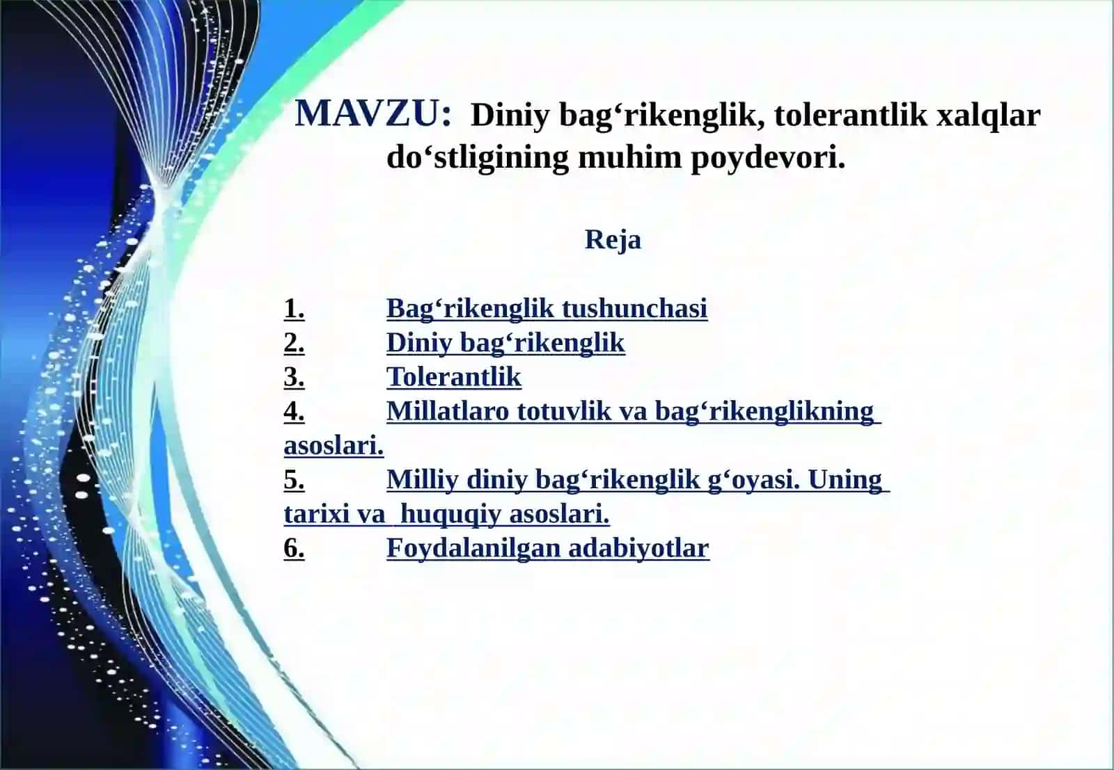 Diniy bag‘rikenglik, tolerantlik xalqlar do‘stligining muhim poydevori 2