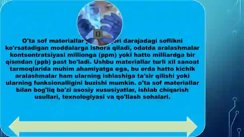 Òta sof materiallar xossalari, olish metodikasi va texnologiyasi, qòllanilish soxasi 2