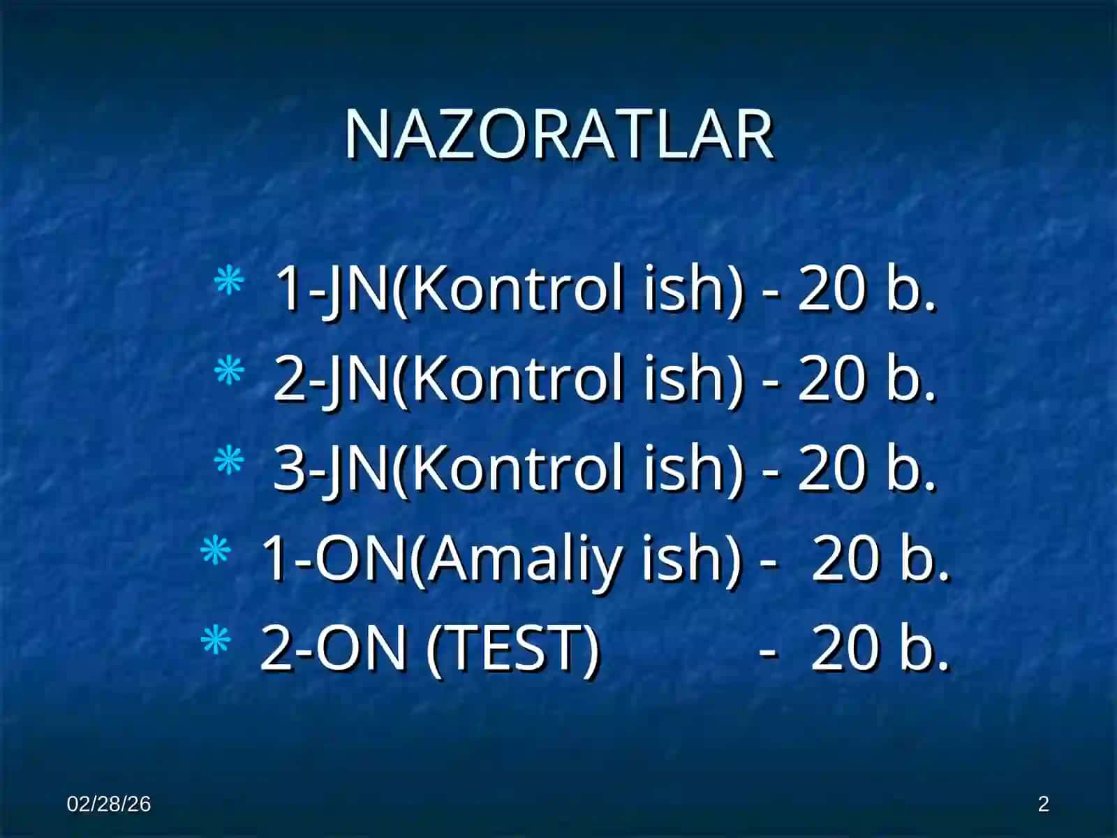Ma’lumotlar bazasini boshqarish sistemasi-ACCESS 2