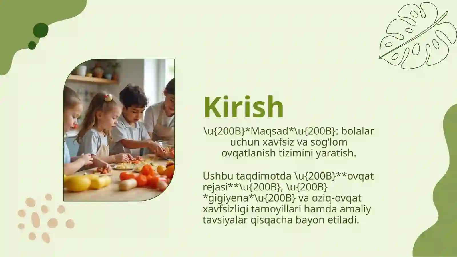 MTTda sog`lom ovqatlantirishni tashkil etish ,maktabgacha  ta`lim tashkilotlarida sog`lom ovqatlantirishni  tashkil etishning mazmun mohiyati 2