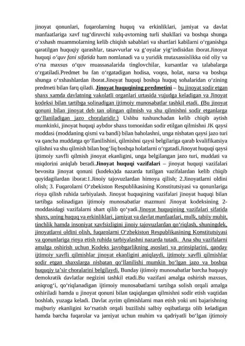 JINOYaT HUQUQI (UMUMIY QISM) 2