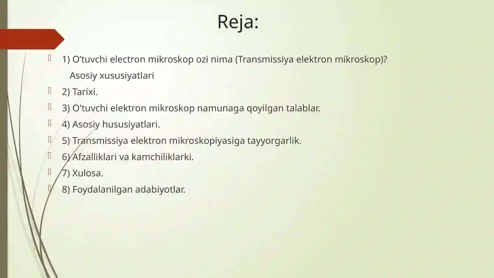 O'tuvchi elektron mikroskop namunaga qoyilgan talablar | Fizika prezentatsiya PPT 2