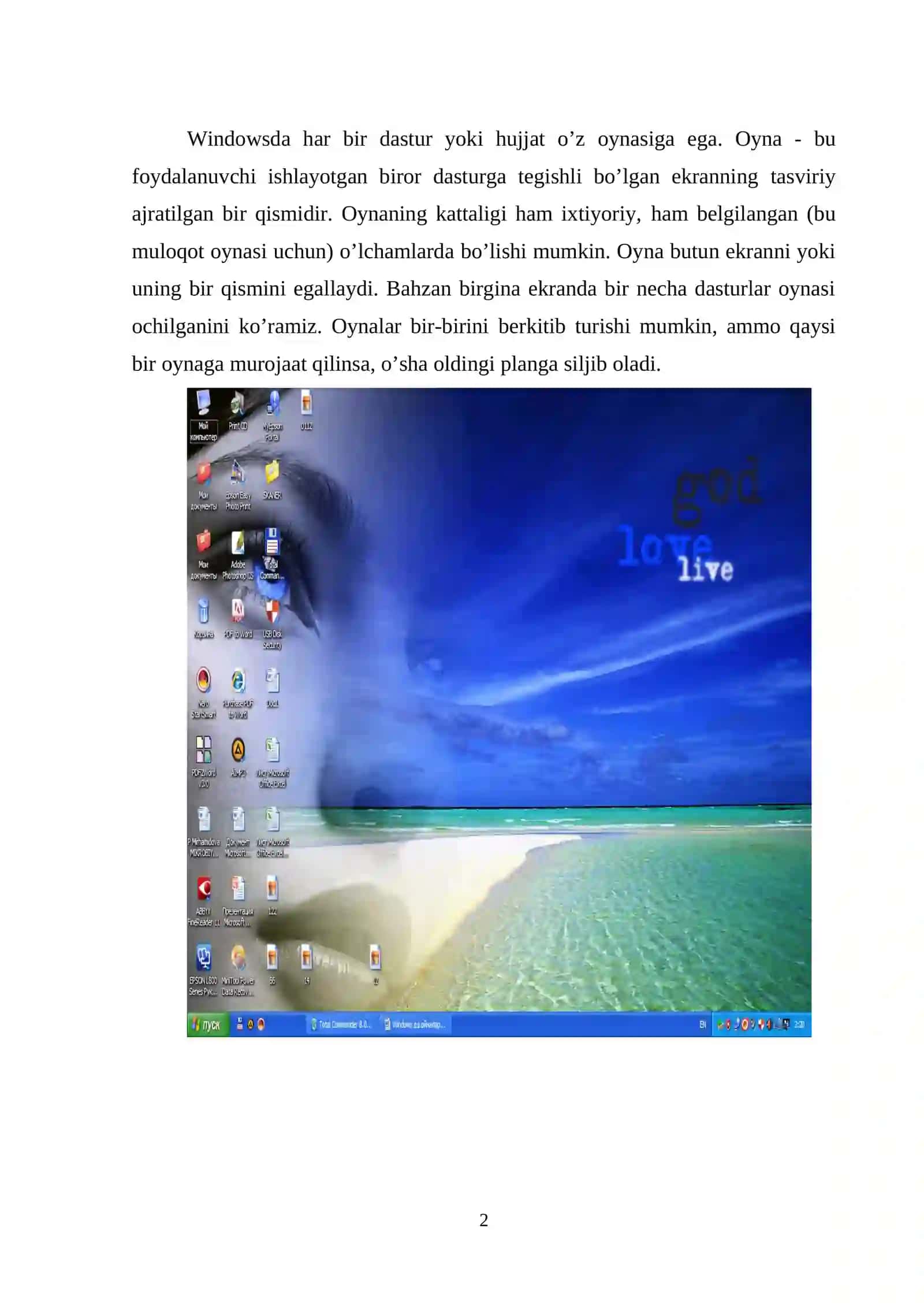 Oynalar bilan ishlash 2