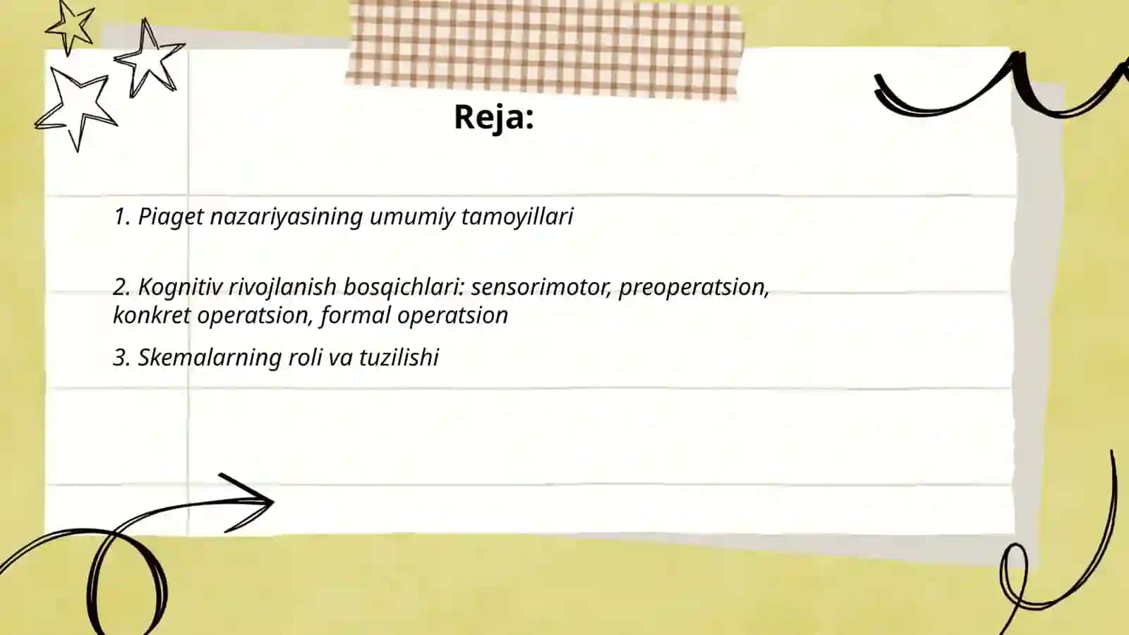 J.Piaje kognitiv rivojlanish nazariyasi 2