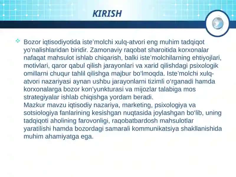 Iste’molchining xulq-atvori nazariyasi 2