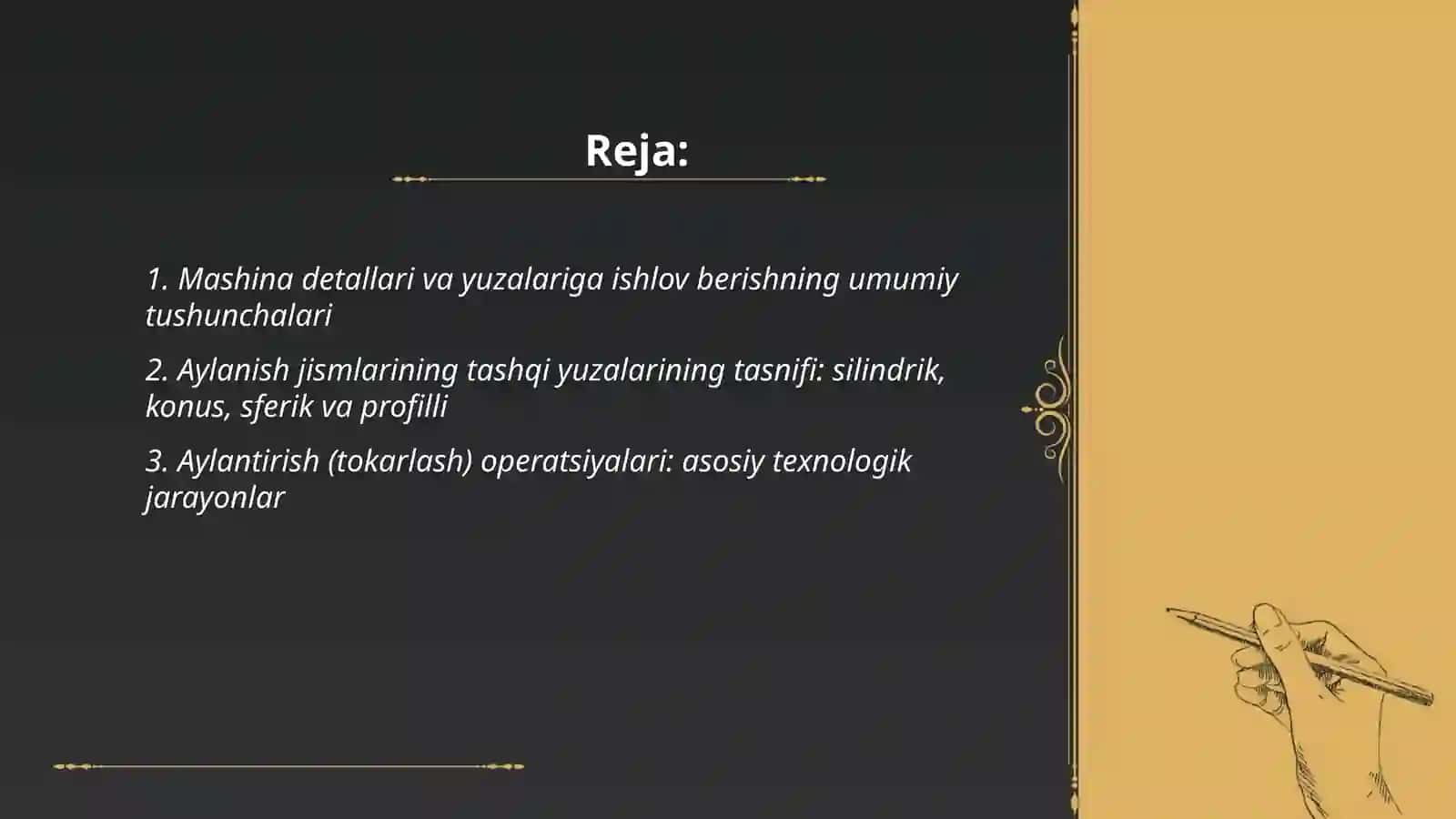 Mashina detallari va yuzalariga ishlov berish 2