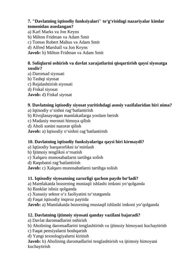 Iqtisodiy siyosatga kirish 2