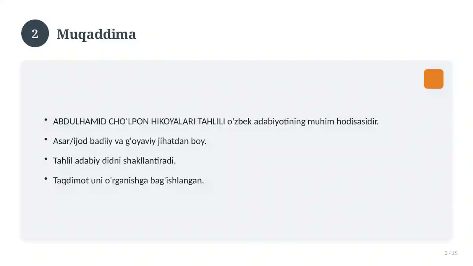 ABDULHAMID CHOʻLPON HIKOYALARI TAHLILI 2