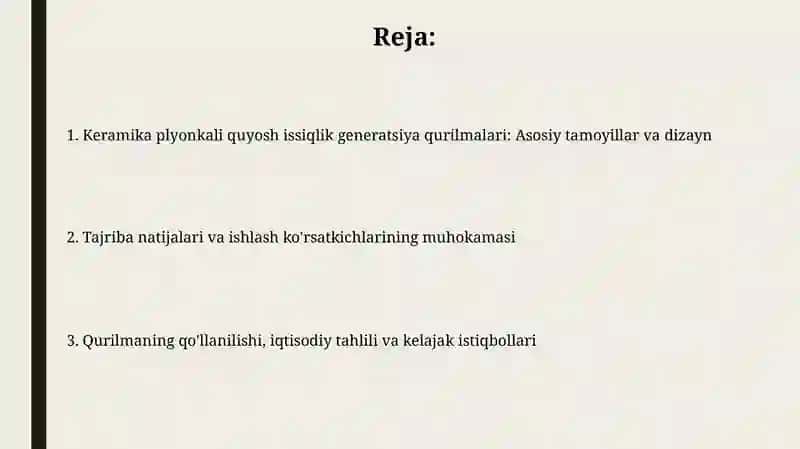 Keramik plyonka asosidagi quyosh issiqlik ishlab chiqarish qurilmasini tadqiq qilish 2