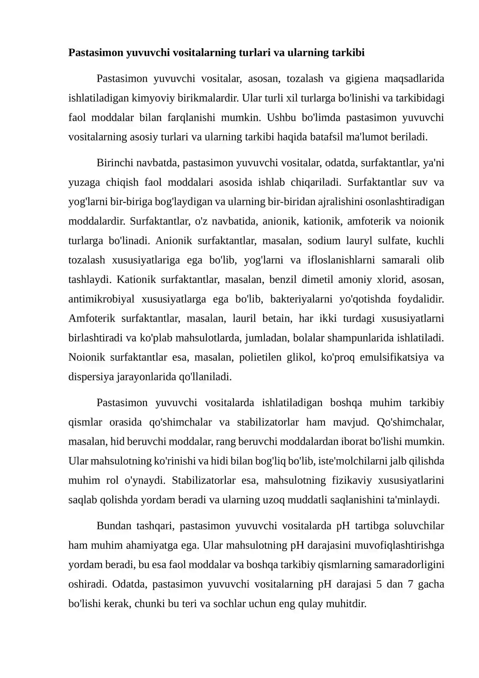 Pastasimon yuvuvchi vositalarda ishlab chiqarish 2