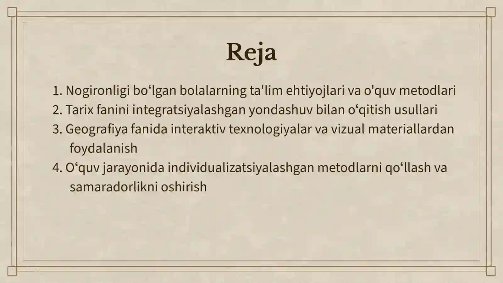 NOGORONLIGI BOʻLGAN BOLALARGA TARIX VA GEOGRAFIYA FANLARINI OʻQITISHNINH NAZARIY ASOSLARI 2