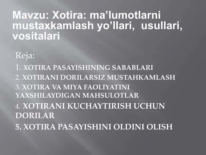 Xotira va miya faoliyatini yaxshilash 2