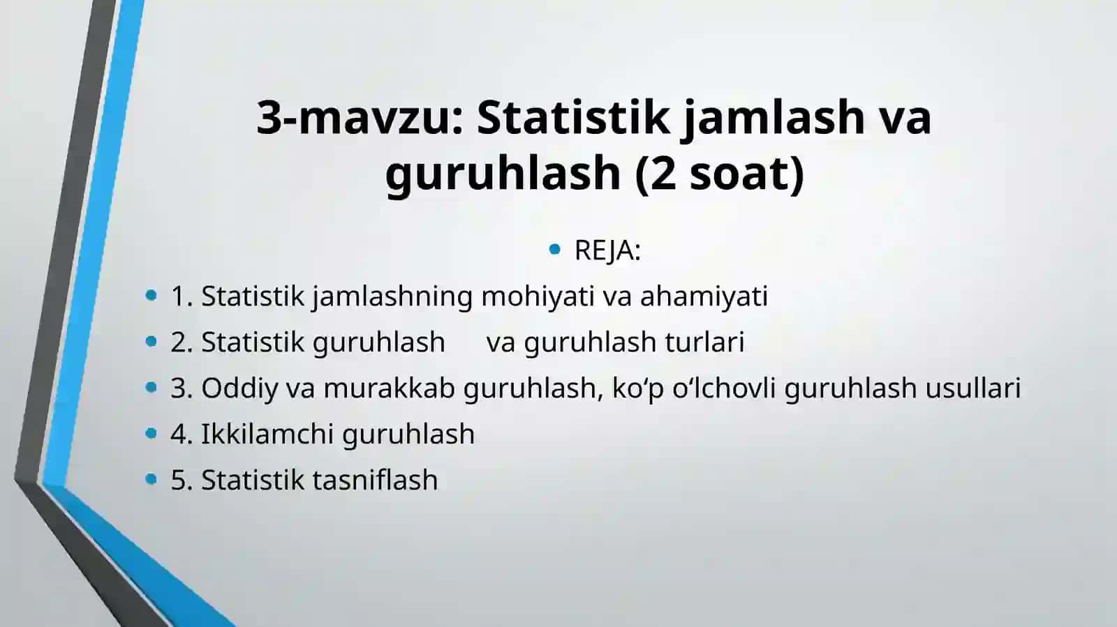 Statistik jamlash va guruhlash 2