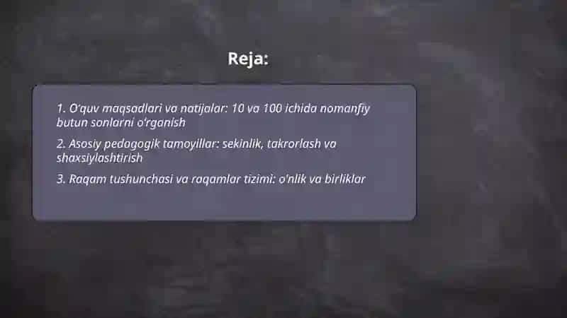 10 va 100 ichida nomanfiy butun sonlar ustida arifmetik amallarni oʻrgatish metodikasi 2