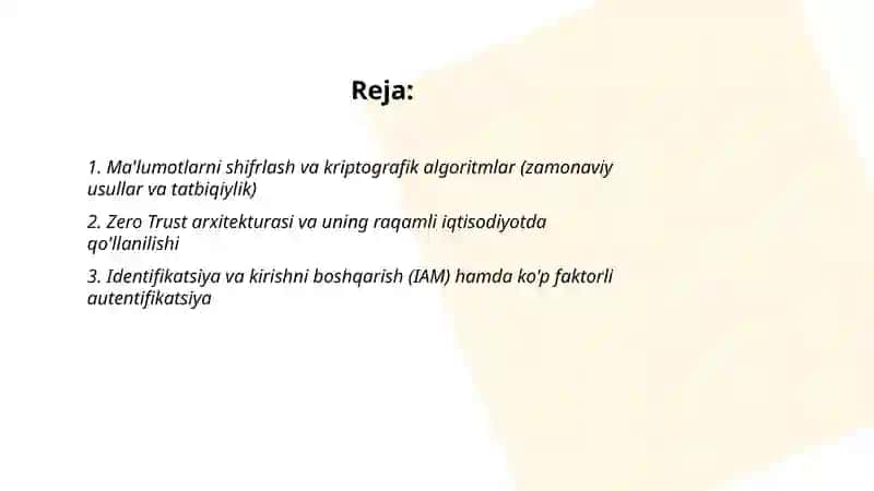 Ma'lumotlarni shifrlash va kriptografik algoritmlar (zamonaviy usullar va tatbiqiylik) 2