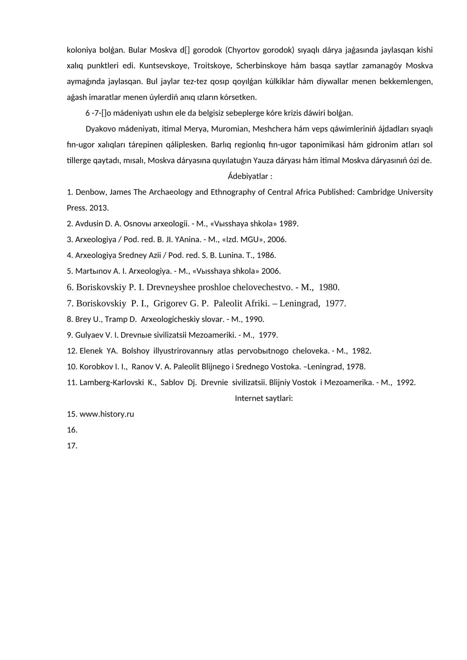 Shigis Evropanıń arxaik dáwiri arxeologiyası 2