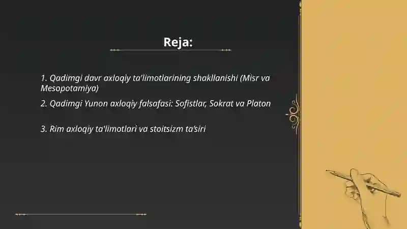 AXLOQIY TA’LIMOTLAR TARIXI 2