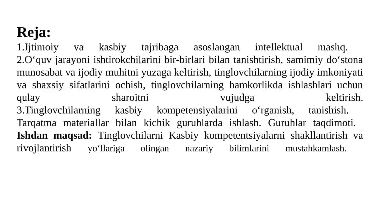 Kasbiykompetensiyalarnishakillantirishvarivojlantirishyo’llari(2-soatamaliymashg’ulot) 2