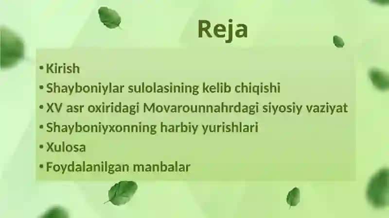 SHAYBONIYLAR DAVLATINING TASHKIL TOPISHI 2