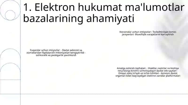 Elektron Hukumatning Malumotlar Bazalarini Yaratish Bo'Yicha Asosiy Loyihalar 2