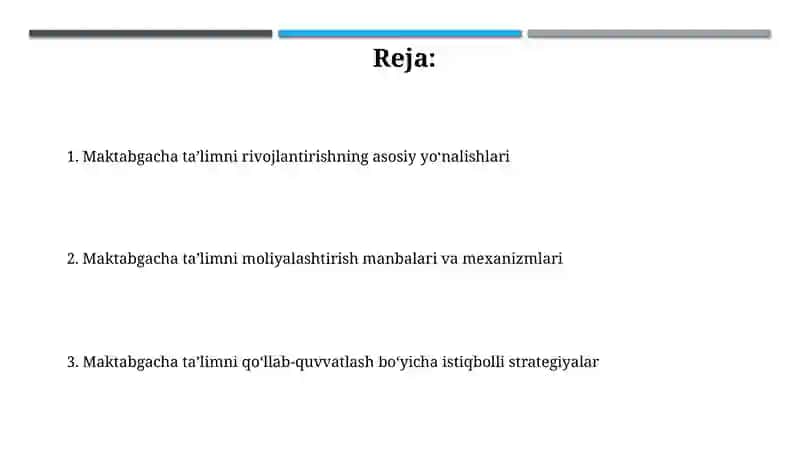 Maktabgacha ta'limni rivojlantirish va moliyaviy taminlash 2