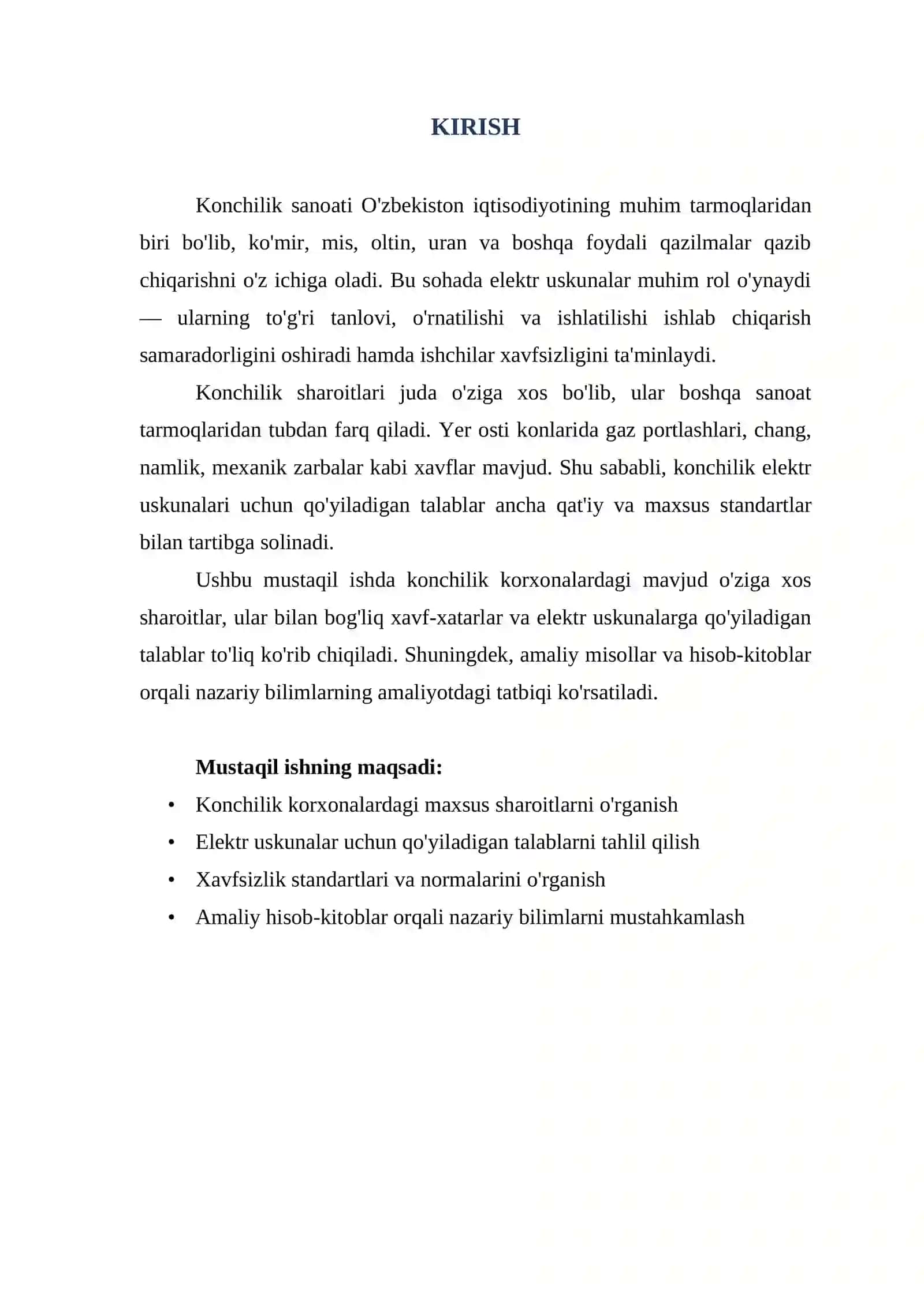 Konchilik korxonalardagi o'ziga xos sharoitlar va elektr uskunalarga qo'yiladigan talablar 2
