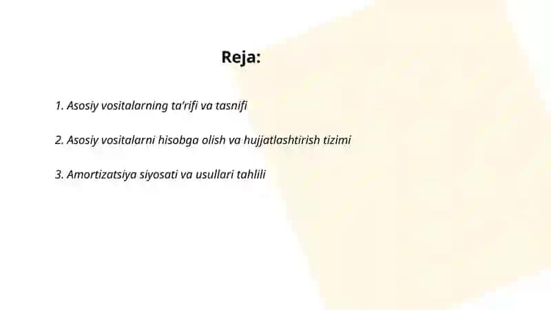 Asosiy vositalar holati va ulardan samarali foydalanish tahlili 2